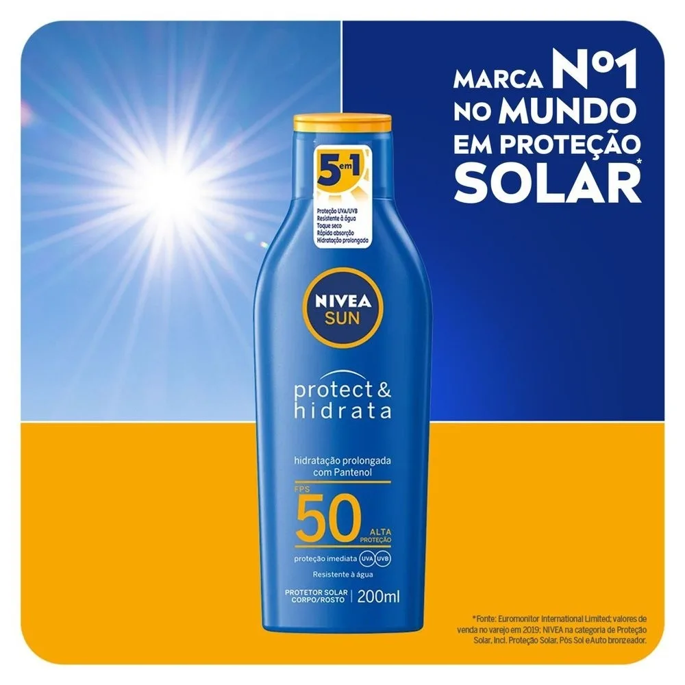 Protetor Solar NIVEA SUN Protect & Hidrata FPS 50 200ml, foto 2