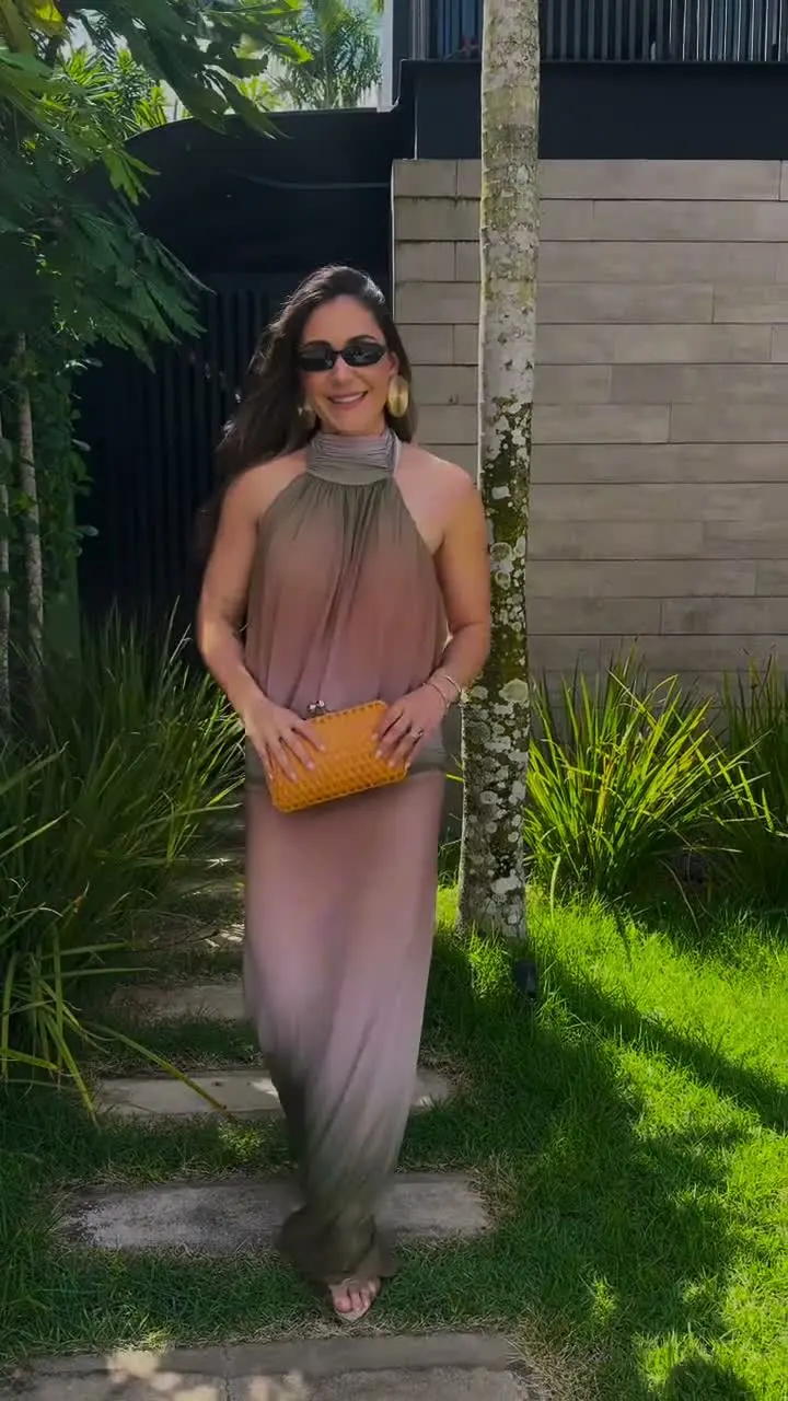 Vestido Longo de Tule Frente Única Rosé