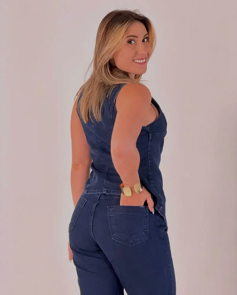 Colete Jeans Assimétrico