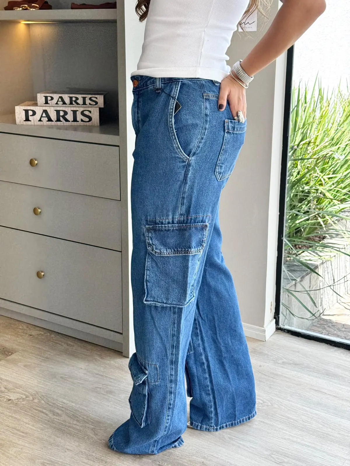 CALÇA CARGO JEANS