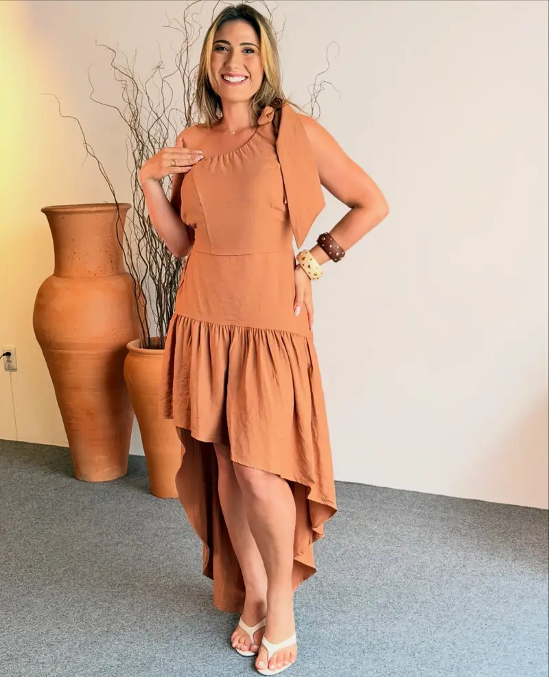 Vestido Terracota Assimétrico