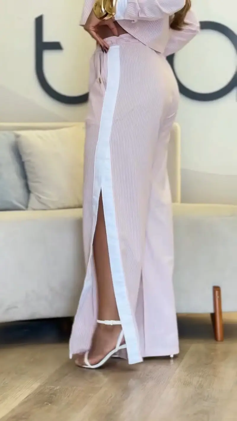 Calça Pantalona Listrada